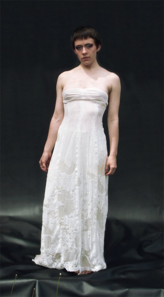 Christopher Velez long white slip gown