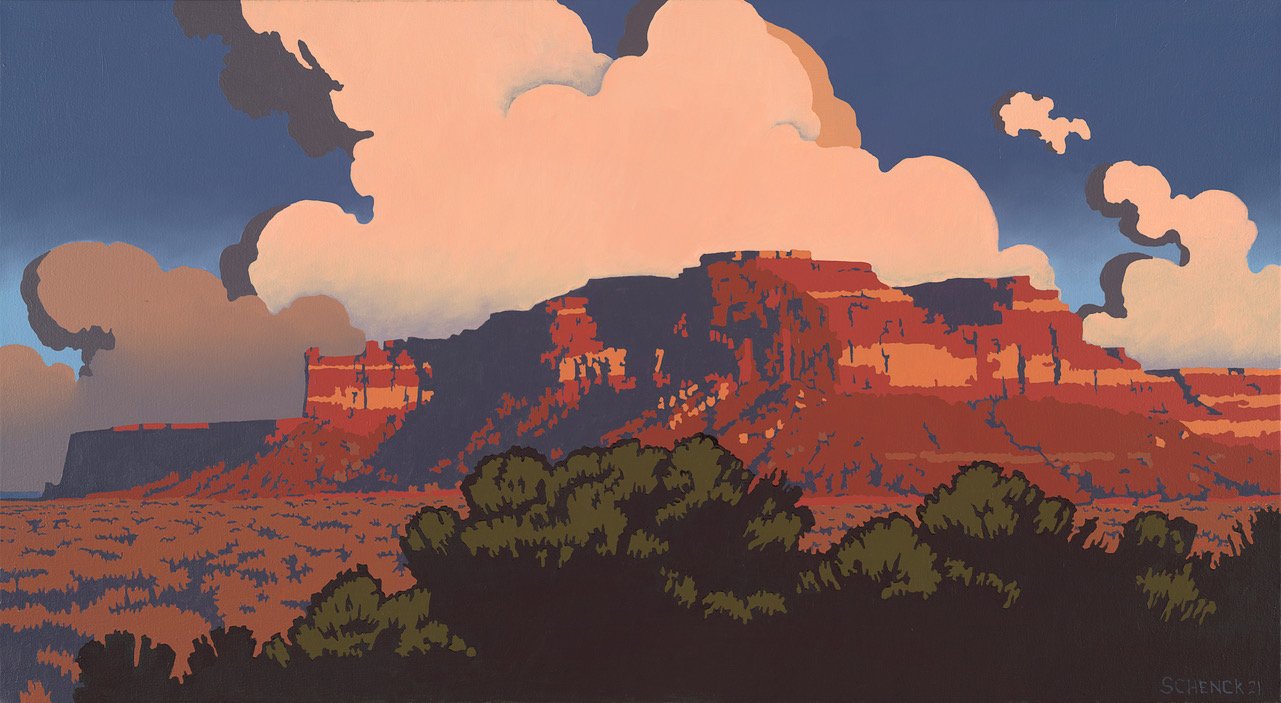 Billy Schenck--First Light at Cedar Mesa--Oil on canvas--22h x 40w