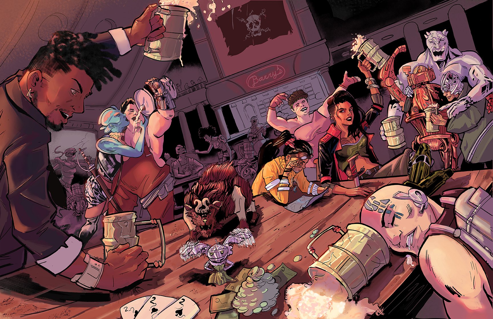 Marco Defillo comic book style tavern